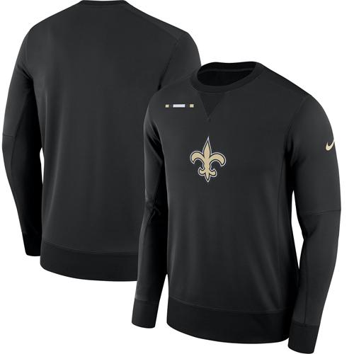 Men's New Orleans Saints Nike Black Sideline Team Logo Performance Sweatshirt - Click Image to Close